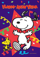 Peanuts Double-Sided Flag - Snoopy Happy New Year