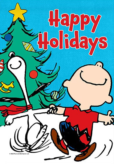 Peanuts Double-Sided Flag - Happy Holidays