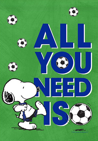 Peanuts Double-Sided Flag - Snoopy All You Need Is Soccer