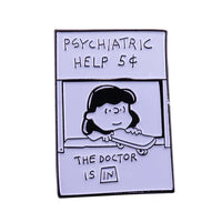 Charlie Brown and Lucy Psych Booth Enamel Pin