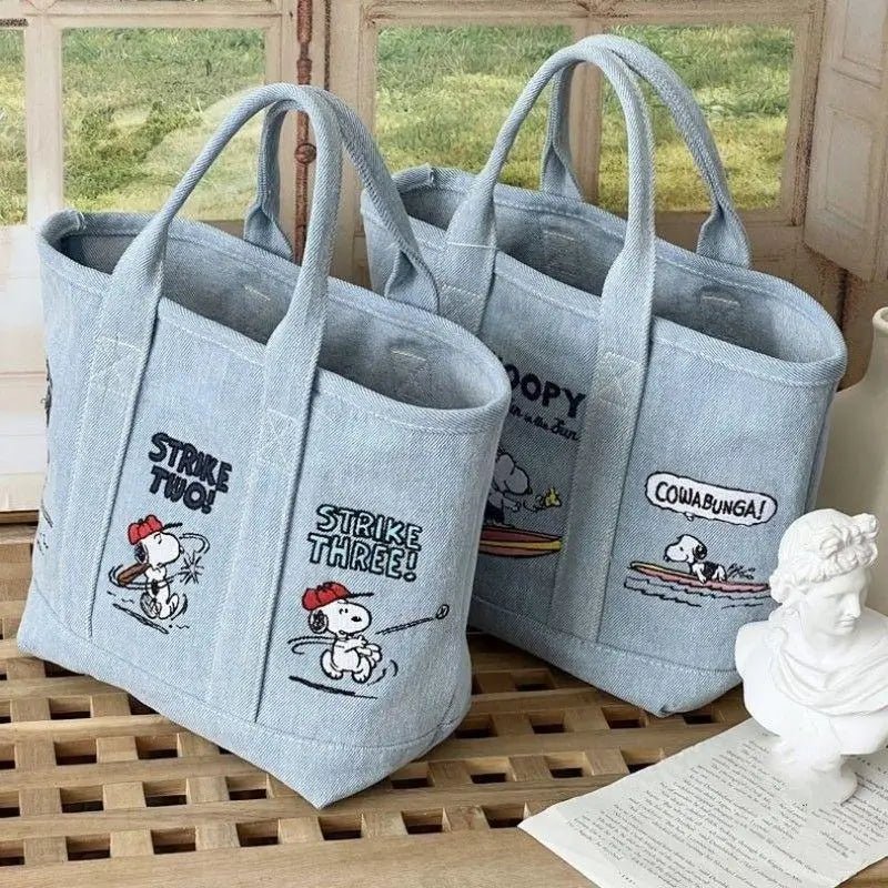 Snoopy Small Embroidered Denim Tote Bag| snoopn4pnuts.com