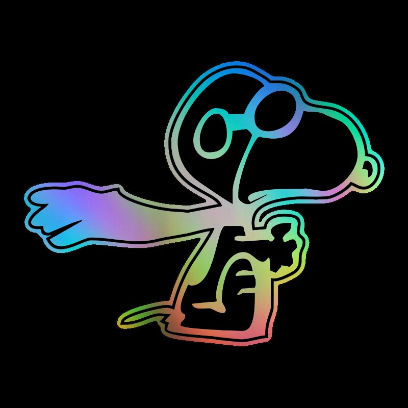 Flying Ace Snoopy Die-Cut Vinyl Decal - Holographic (Colors Change With Light!) - 10" Long