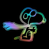 Flying Ace Snoopy Die-Cut Vinyl Decal - Holographic (Colors Change With Light!) - 6" Long