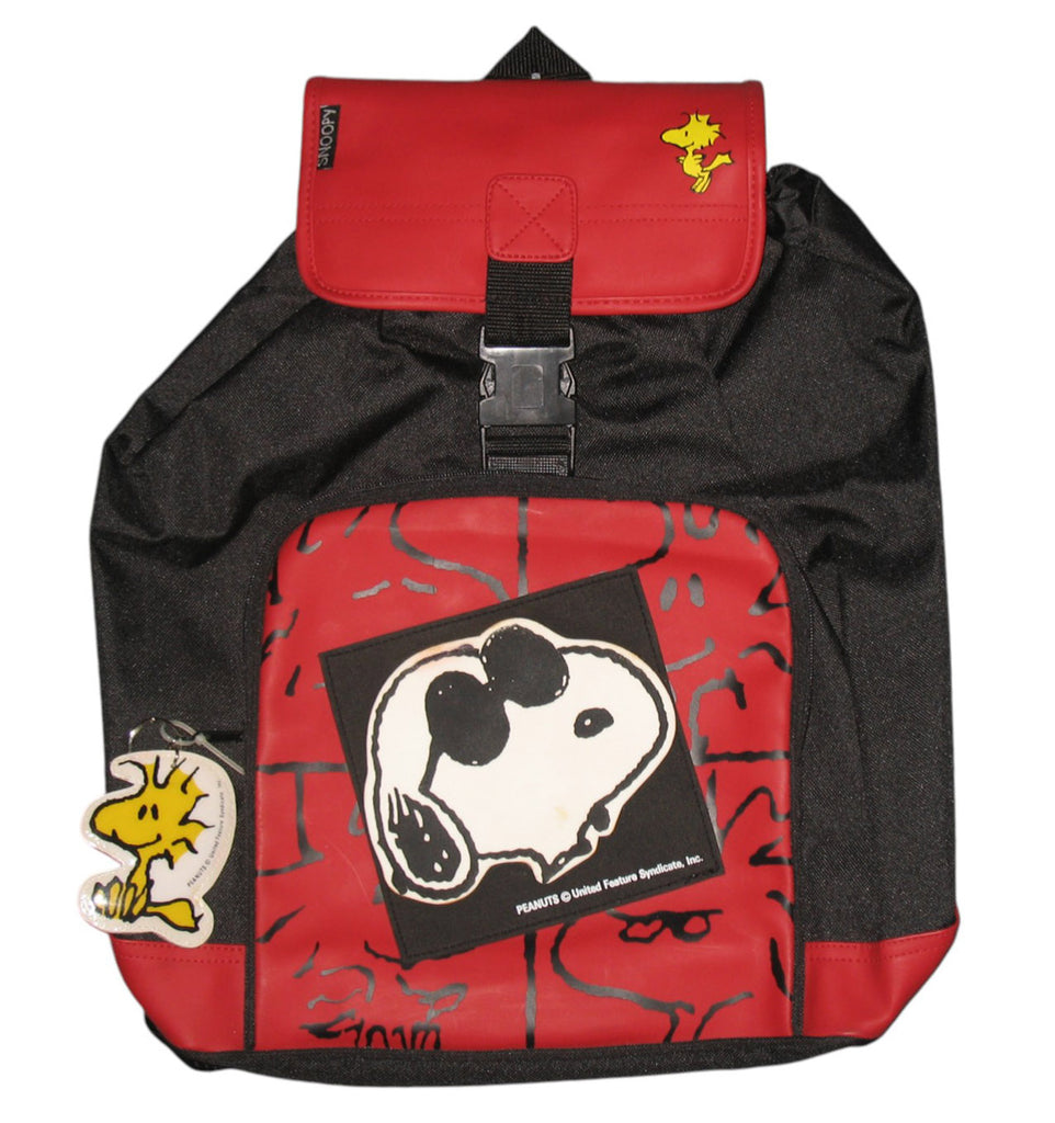 Snoopy Joe Cool Full-Size Backpack With Vinyl Accents and Woodstock Zipper Pull (New But Applique On Front Partially Discolored)
