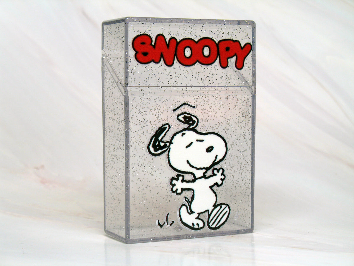 Snoopy Clear And Glittery Acrylic Hinged Cigarette Case