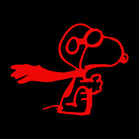 Flying Ace Snoopy Die-Cut Vinyl STICKER - Red - 12