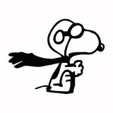 Flying Ace Snoopy Die-Cut Vinyl Decal - Black - 10" Long