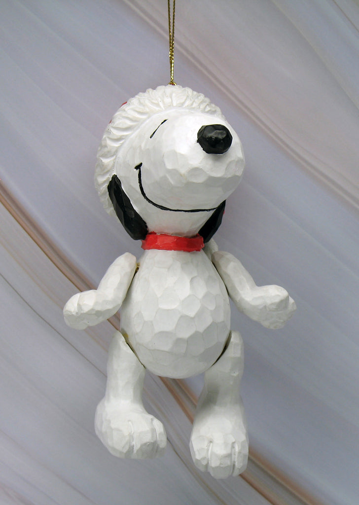 Snoopy "Dimpled" and Jointed Christmas Ornament / Hanging Figurine - RARE! (NEAR MINT)