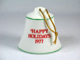 1977 Peanuts Porcelain Christmas Bell Ornament - Happy Holidays