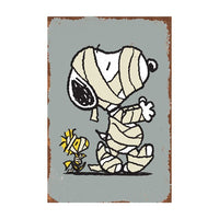 Snoopy Tin Wall Sign With Weathered Look - Snoopy Halloween Mummy