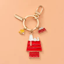 Peanuts 70th Anniversary Double Ring Metal Key Chain - Snoopy's Dog House (4 Pendants)