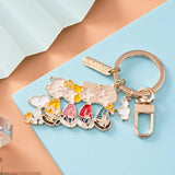 Peanuts 70th Anniversary Double Ring Metal Key Chain - Peanuts Gang (6 Characters & Cloud)