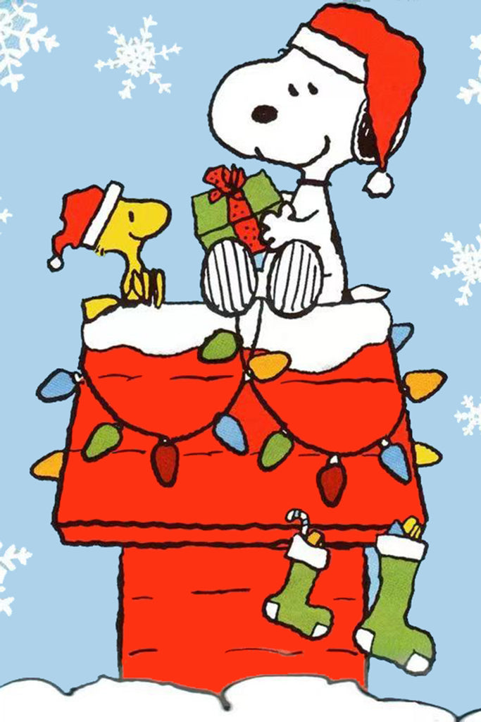 Peanuts Double-Sided Flag - Decorated Christmas Doghouse