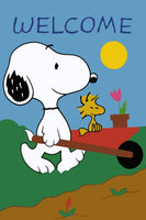 Peanuts Double-Sided Flag - Gardening Welcome