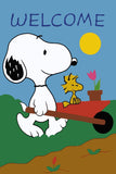 Peanuts Double-Sided Flag - Gardening Welcome