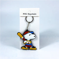 Peanuts Thick PVC Key Chain - Snoopy Baseball Player