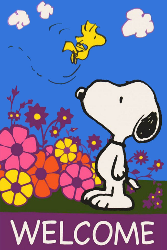 Peanuts Double-Sided Flag - Floral Welcome