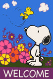 Peanuts Double-Sided Flag - Floral Welcome