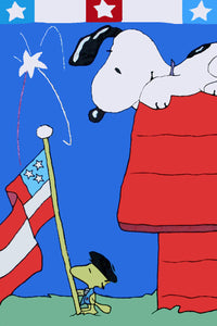 Peanuts Double-Sided Flag - 4th of July Fireworks