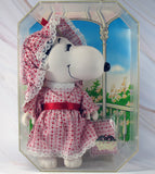 Belle Vintage Rubber Doll and Pillow With Acrylic Display Case