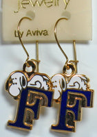 Snoopy Alphabet Cloisonne Latch Back Earrings - Blue 