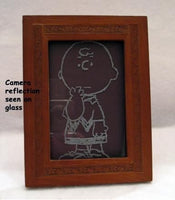 Charlie Brown Etched Glass Framed Picture