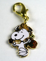 Snoopy Holding Basket Of Flowers Cloisonne Charm With Clasp