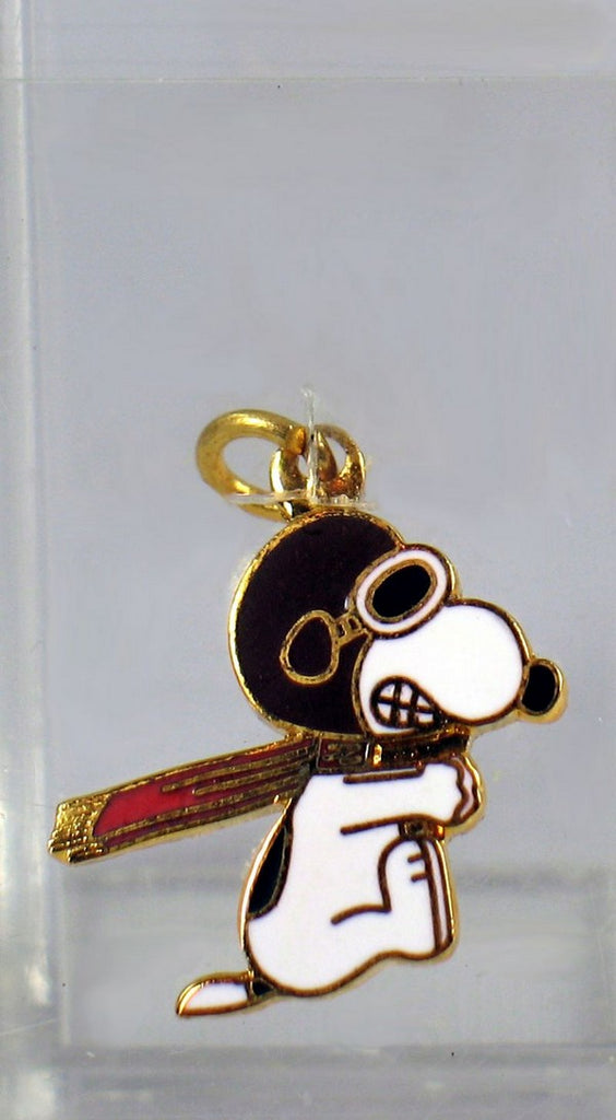 Snoopy Flying Ace Cloisonne Charm (Gold Ring Not Included)
