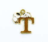 Snoopy Alphabet Cloisonne Charm - Gold "T"