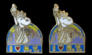"I Love New York" Snoopy Cloisonne Post Earrings