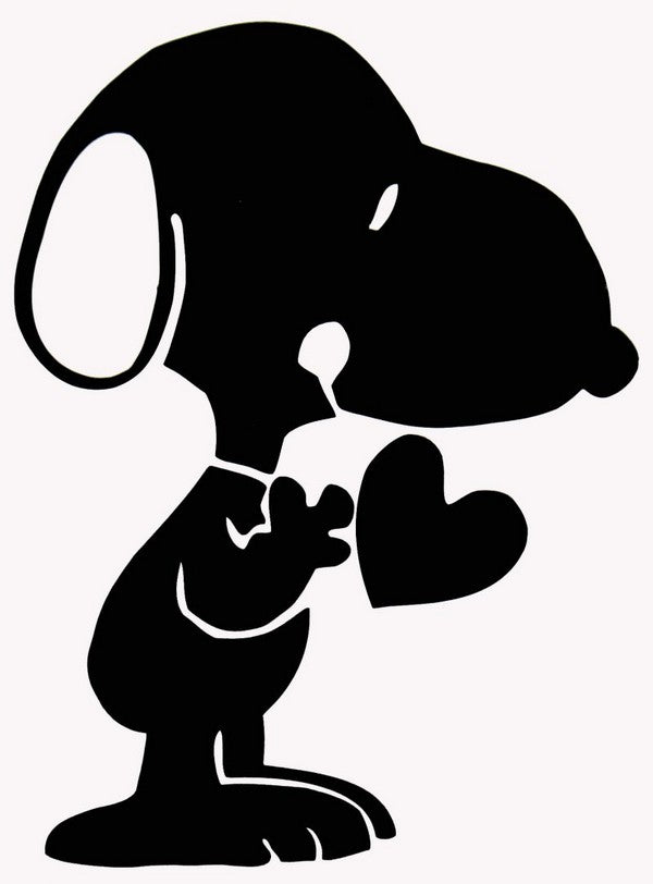Snoopy's Heart Indoor/Outdoor Die-Cut Vinyl Decal - Black (Solid Fill-Full Color)