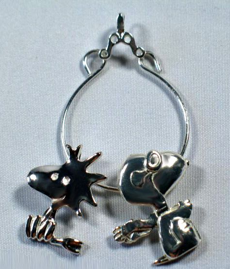 Snoopy Flying Ace and Woodstock Double-Loop Sterling Silver Pendants