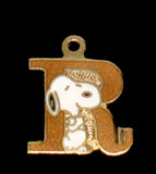 Snoopy Alphabet Cloisonne Charm - Gold "R"