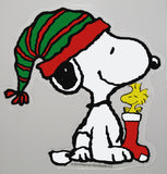 Snoopy and Woodstock Christmas Jelz Window Cling - Stocking