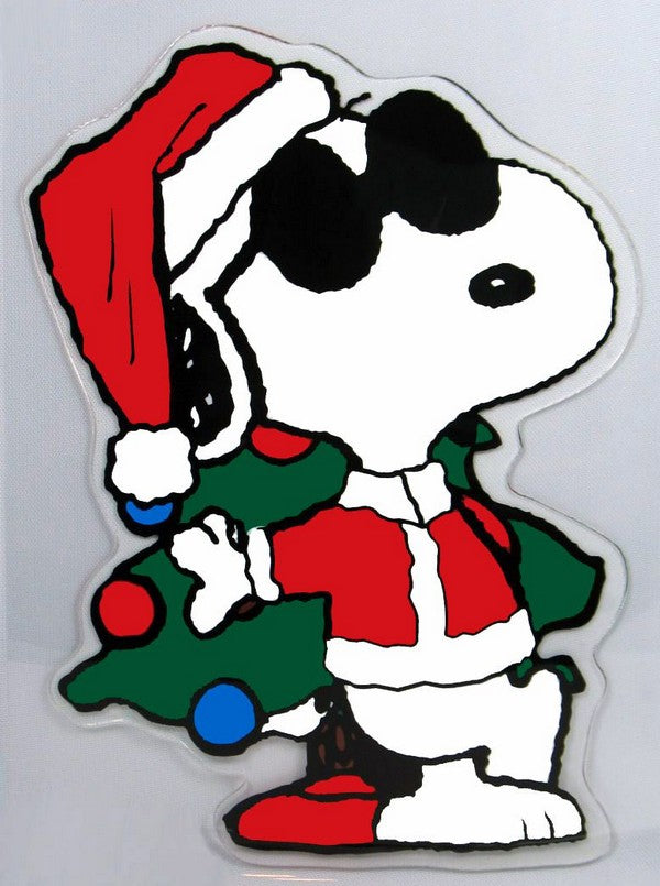 Snoopy Joe Cool Christmas Jelz Window Cling - Cool Santa