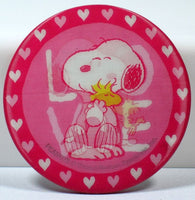 SNOOPY VALENTINE'S DAY LENTICULAR PINBACK BUTTON - LOVE