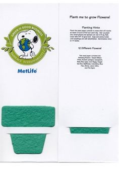 Met Life Snoopy Green Seeded Book Mark - ON SALE!