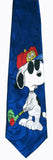 Snoopy Joe Cool Golfer Silk Neck Tie With Metallic Shadow Effect In Background (FREE GIFT BOX!)