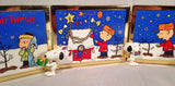 Danbury Mint Peanuts Christmas Glass Tiles Display With Ornaments