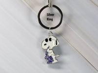 Snoopy Joe Cool Sax Silver-Tone Key Chain (Shiny Silver Ring)
