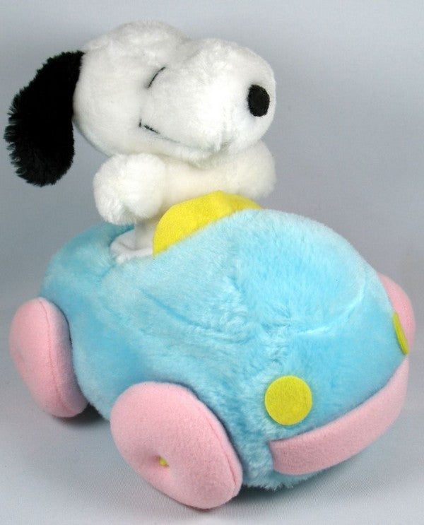 Snoopy Vintage Plush Baby Doll and Squeaker Car Set