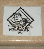 "Homework Due" Rubber Stamp (Used Stamp-LIKE NEW/Remounted)
