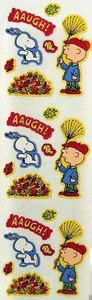 Charlie Brown and Snoopy Raking Leaves Stickers