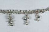 Peanuts Gang Sterling Silver 3-D Charm Bracelet