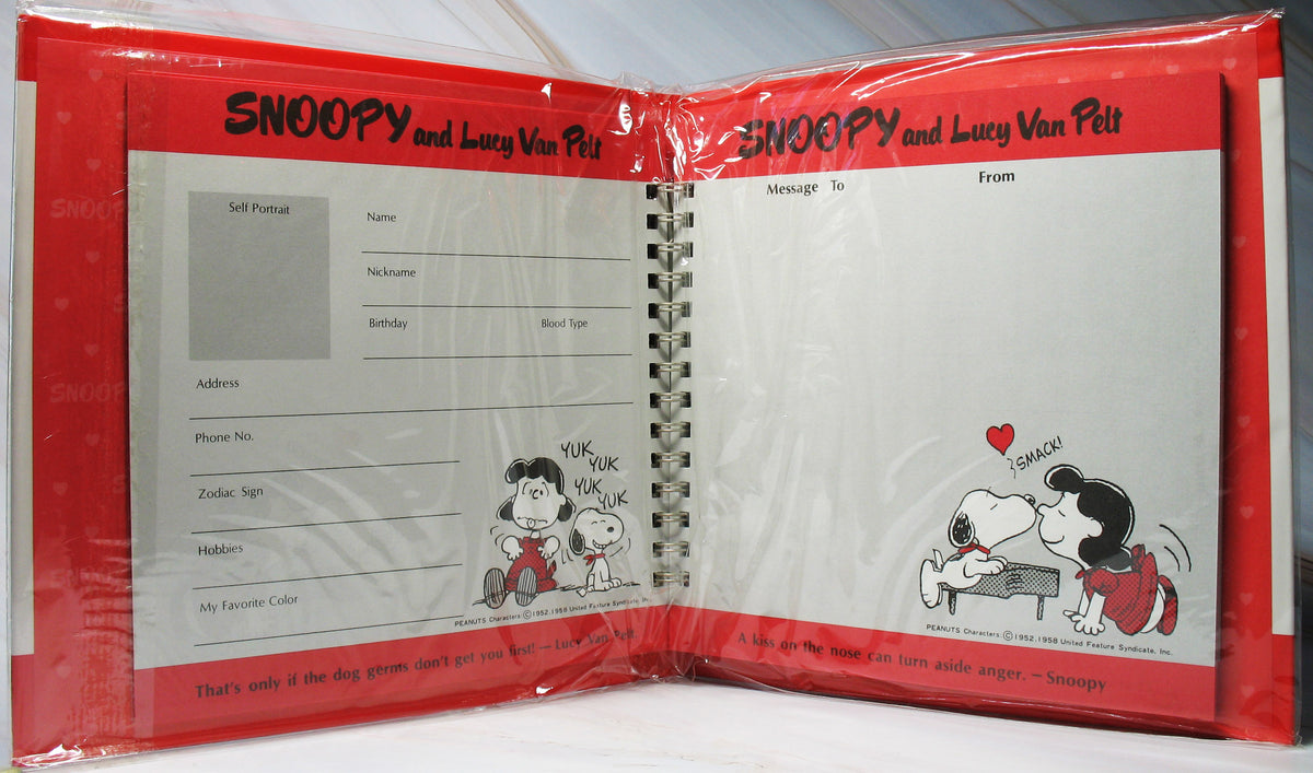 Snoopy And Lucy Spiral-Bound Hardback Address Book - Rare Japanese