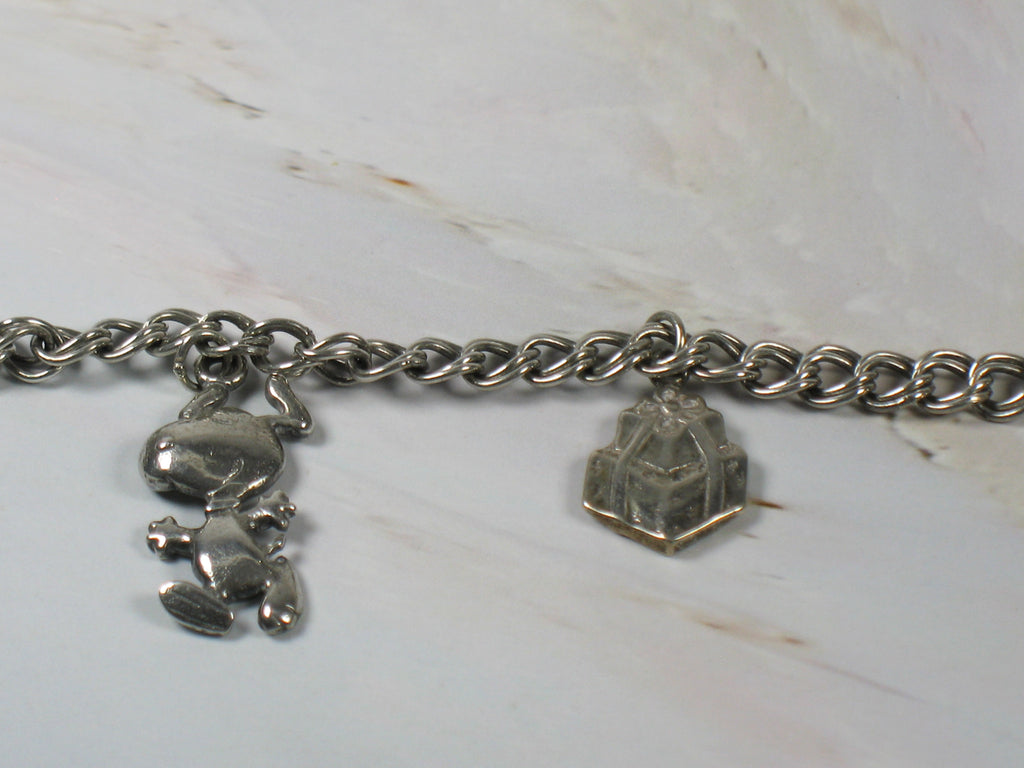 Sterling Silver Hook Bracelet with Six Charms, Train, Baby Carriage, Truck, etc.