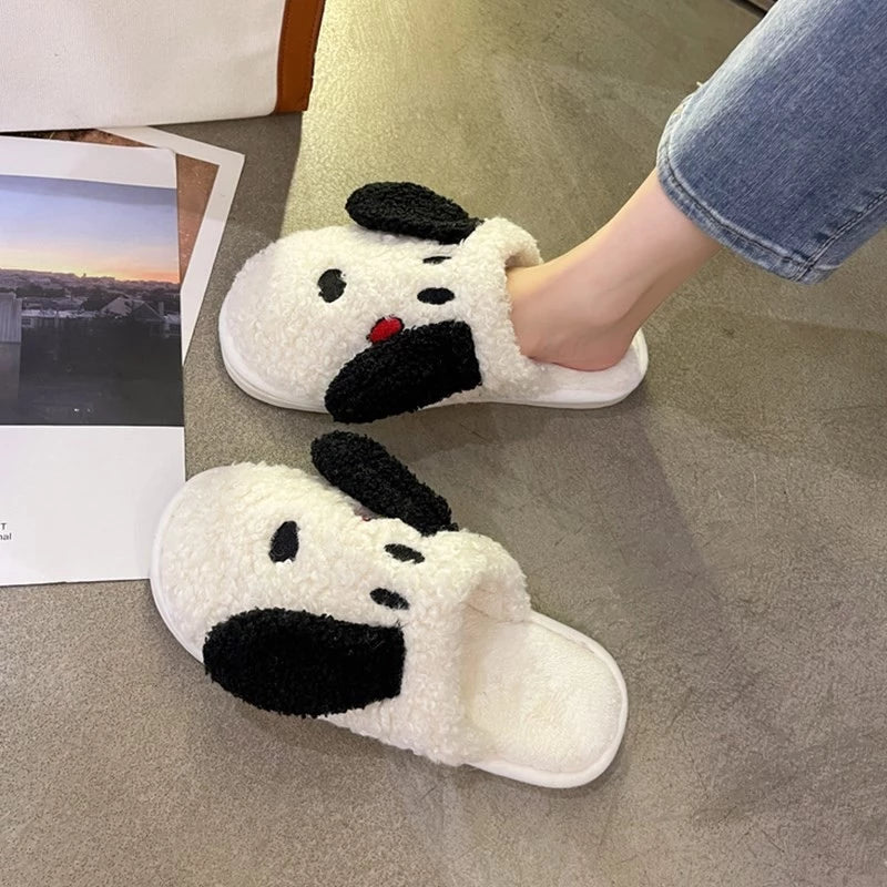 Snoopy Head Plush Slip-On Slippers (Large)