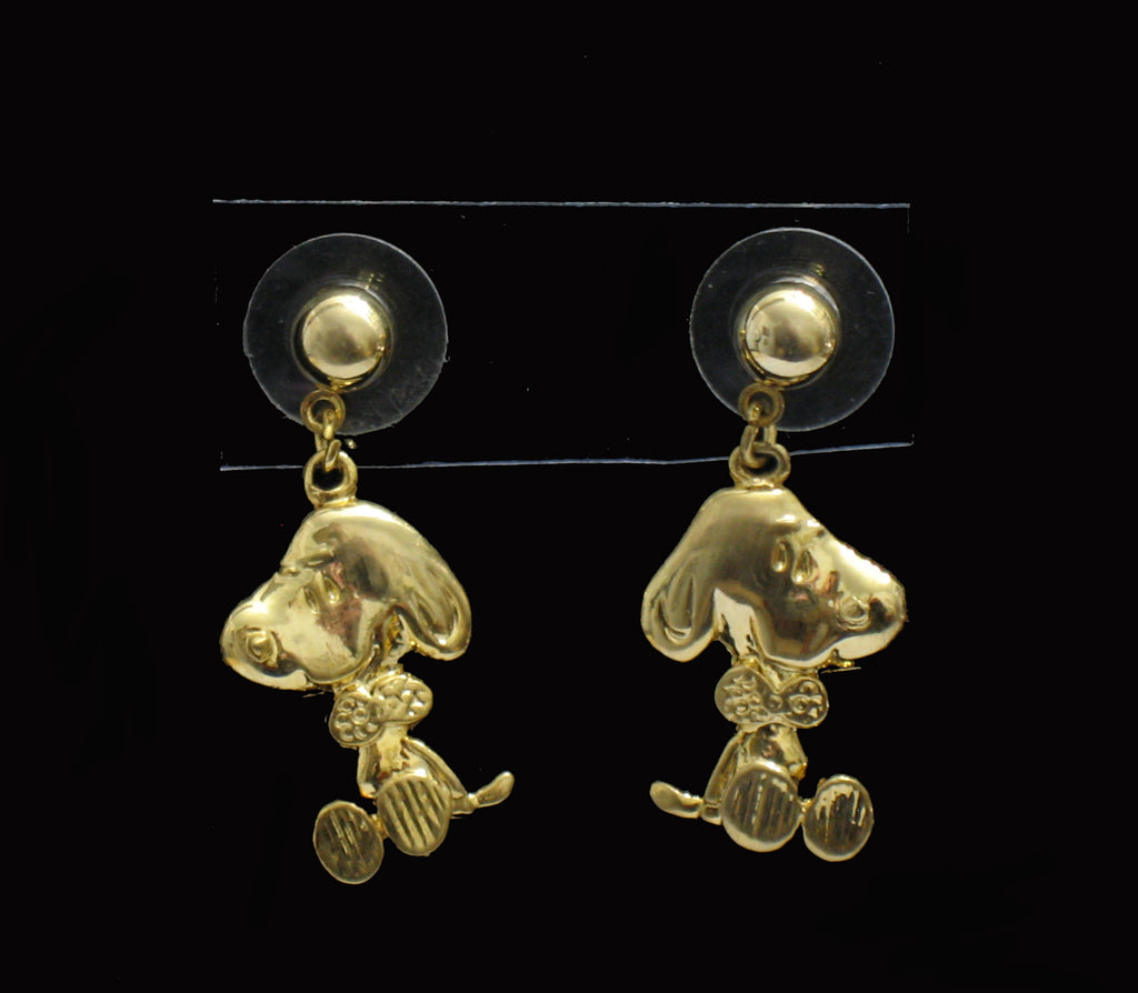 Snoopy Gold-Tone Dangling Post Earrings