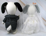 Snoopy and Woodstock Bride and Groom Rubber Doll Set - RARE!