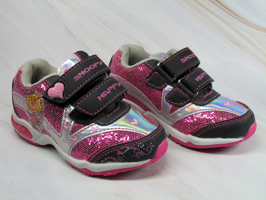 Snoopy Kids Holographic and Glittery Tennis Shoes (Size 8)